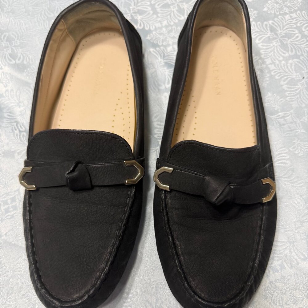 Cole Haan Women's Evelyn Bow Drivers Black Suede Size 8B